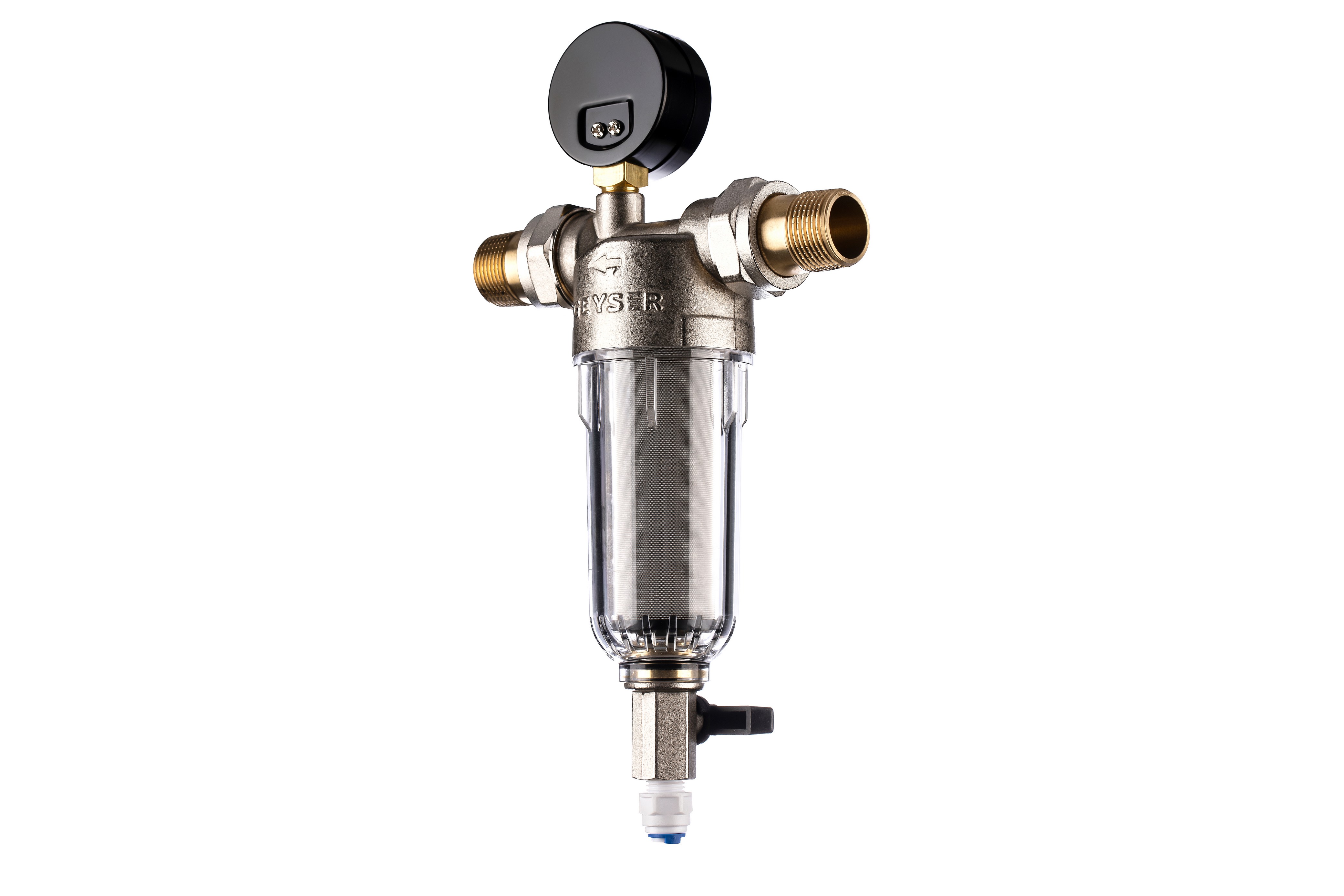 Фильтр магистральный промывной Гейзер Бастион 112 3/4" для ХВС с манометром