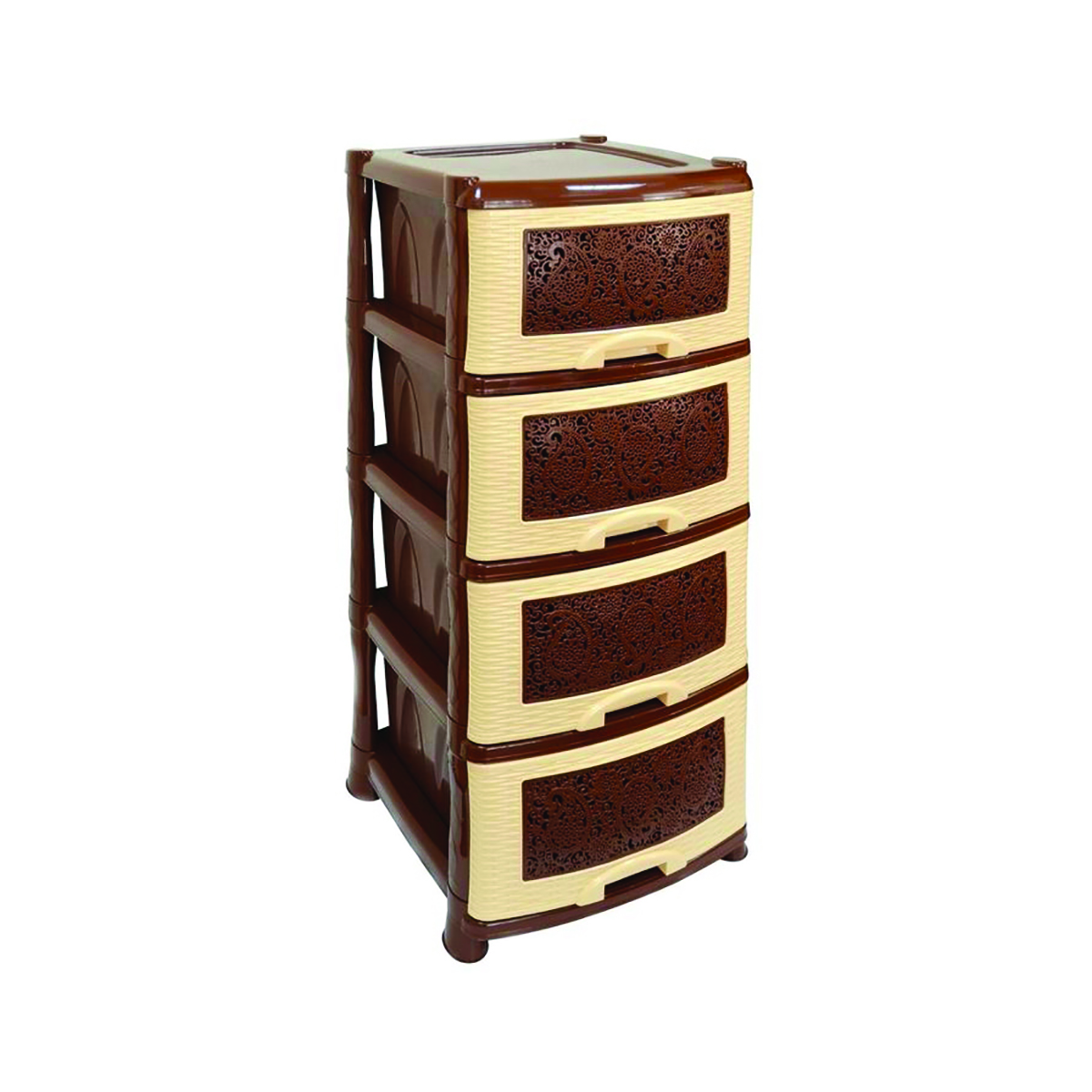 Комод "ажур"  4-х секцион. (бежевый, коричневый) (1) "виолет"