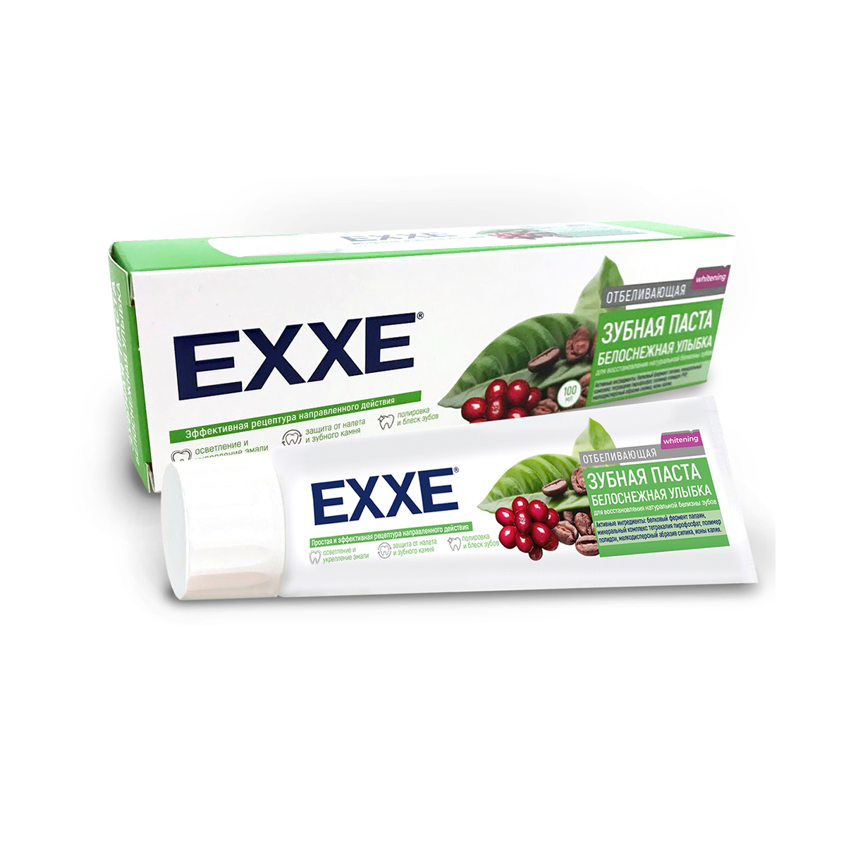 Зубная паста отбеливающая "белоснежная улыбка" 100 мл (1/27) "exxe"