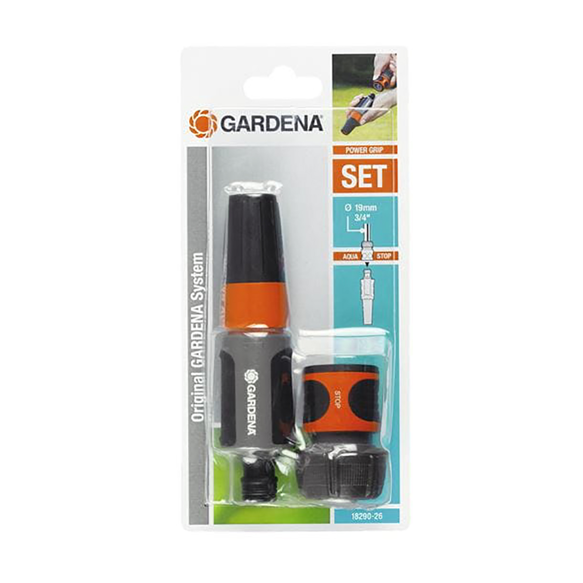 Комплект для полива "stop 'n' spray" (коннектор 3,4", наконечник) (1/10) "gardena" 18290-26.000.00