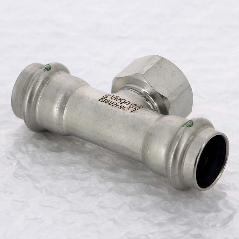 Тройник пресс-В 22х3/4"х22 нержавеющая сталь Sanpress Inox VIEGA