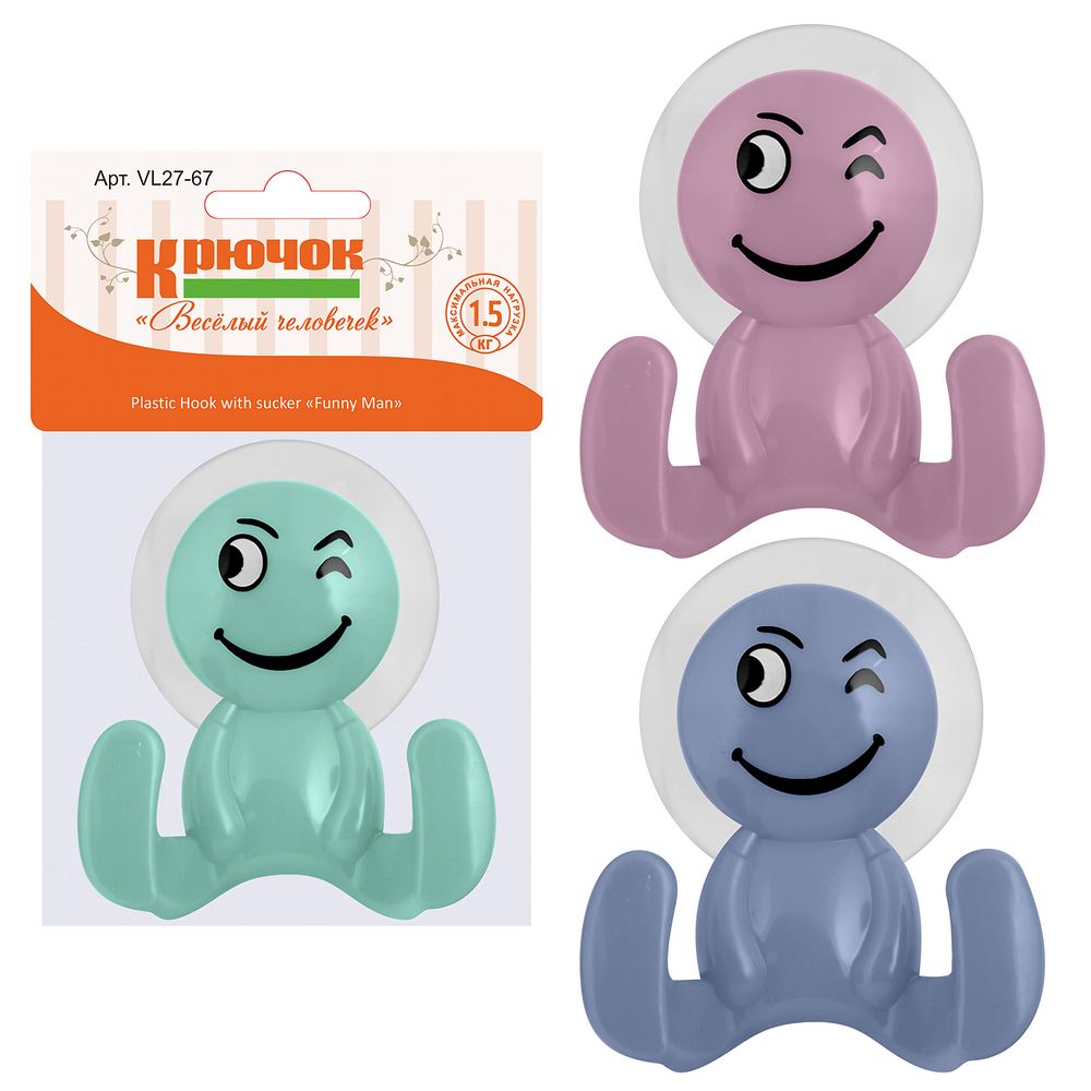 Крючок на присоске "веселый человечек" (12/120) "мультидом"  tl27-68