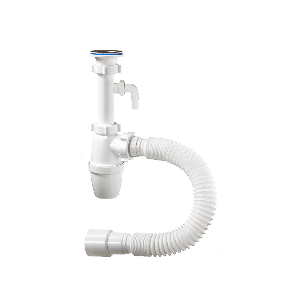 Сифон 1 1/4" х 40 мм с отводом и гофротрубой, удлиненный (1/35) "orio" а-32079