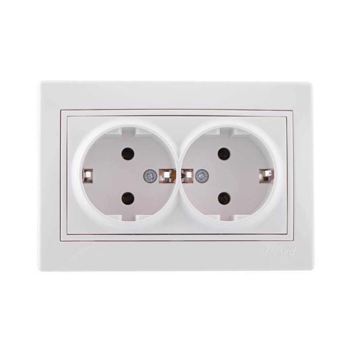Розетка "mira" 2-х местн. с заземл., белый (1/10/120) "lezard" 701-0202-127b