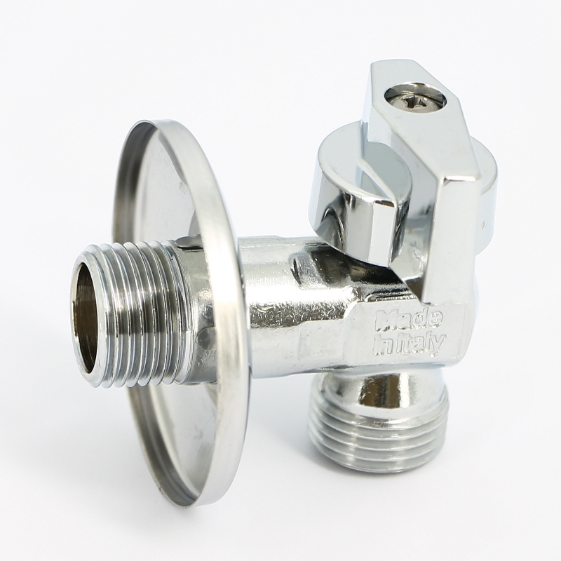 Кран шаровый угловой 1/2''х1/2" НН для подключения бачков/смесителей с розеткой UNI-FITT хром