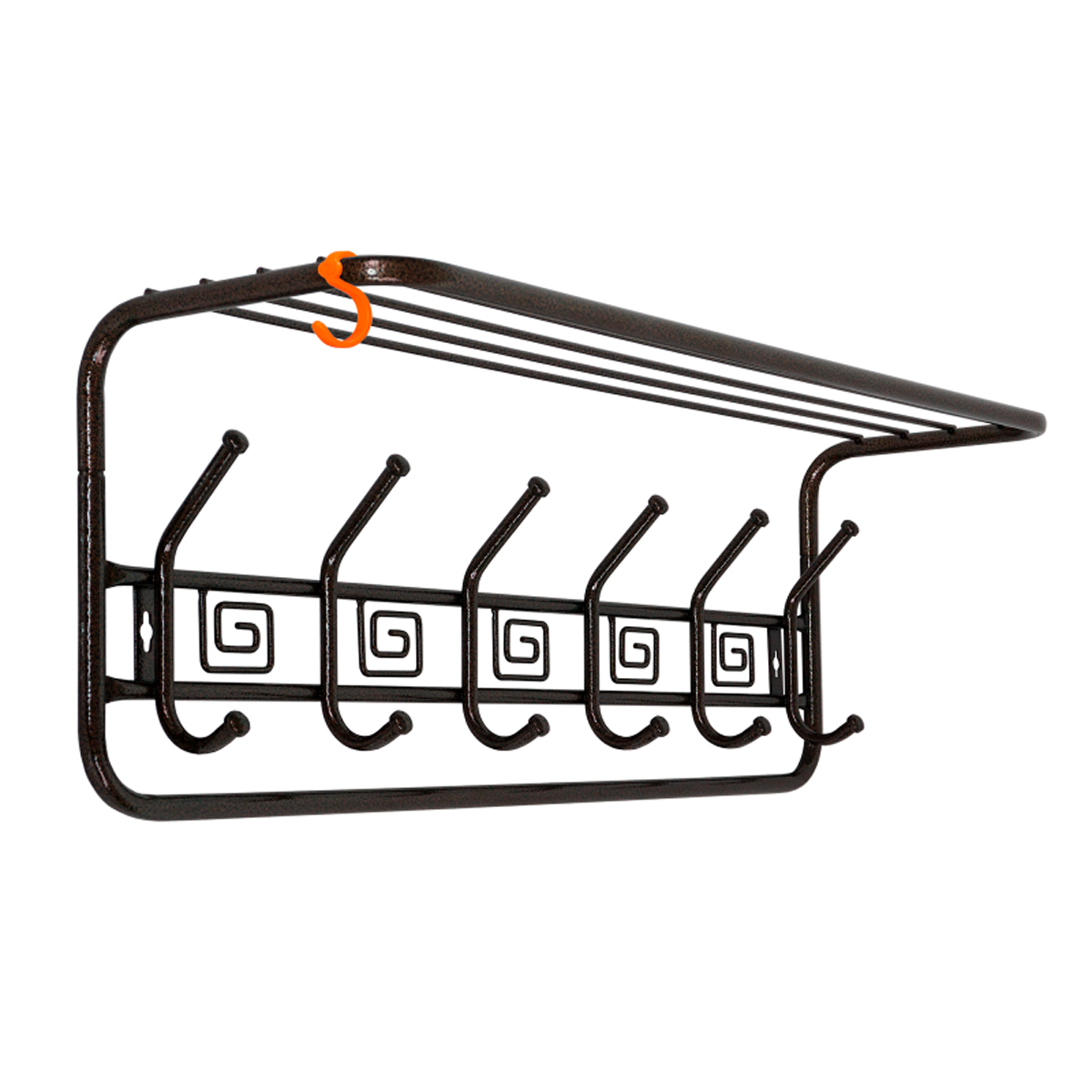 Вешалка настенная с полкой "ажур" (6 крючков) 725*220*265 мм медный антик (1/2) вспа 203 м