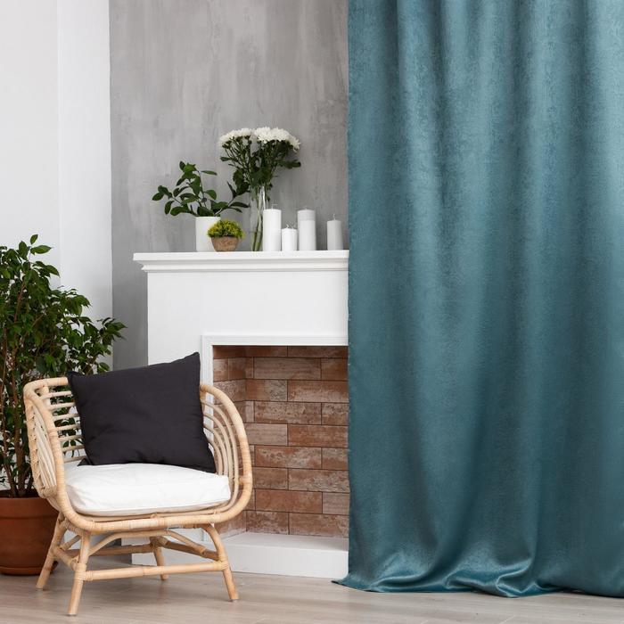 Штора "классика" 145*265 см на ленте, бирюзовый (1/18) "этель" 5800337