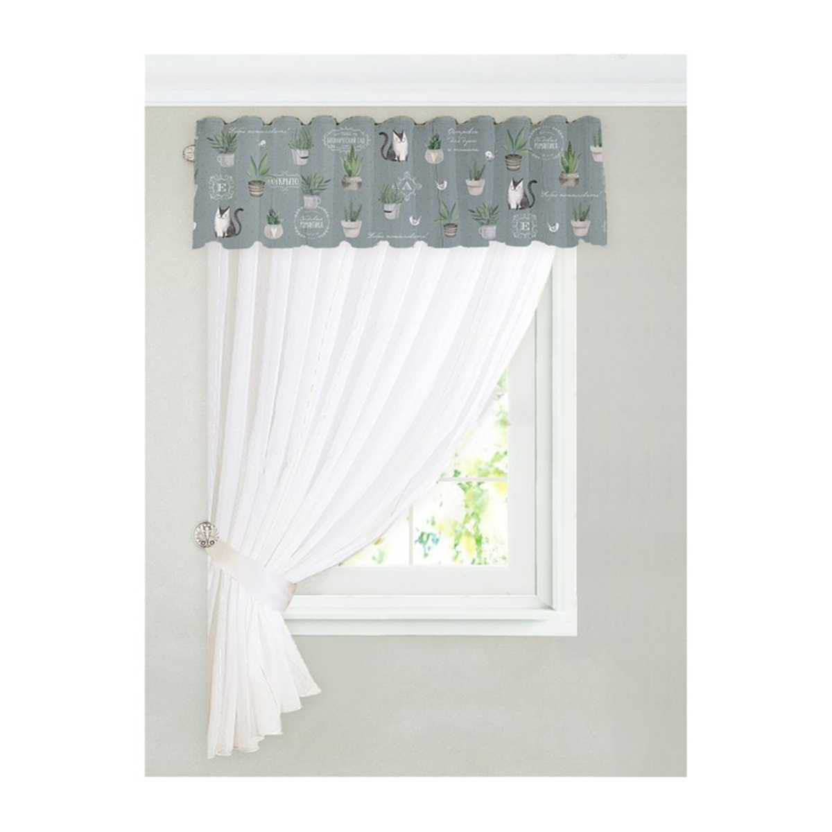 Тюль с подхватом и ламбрекеном "садовая романтика" 250*200 см, вуаль (1) "этель" 4665411