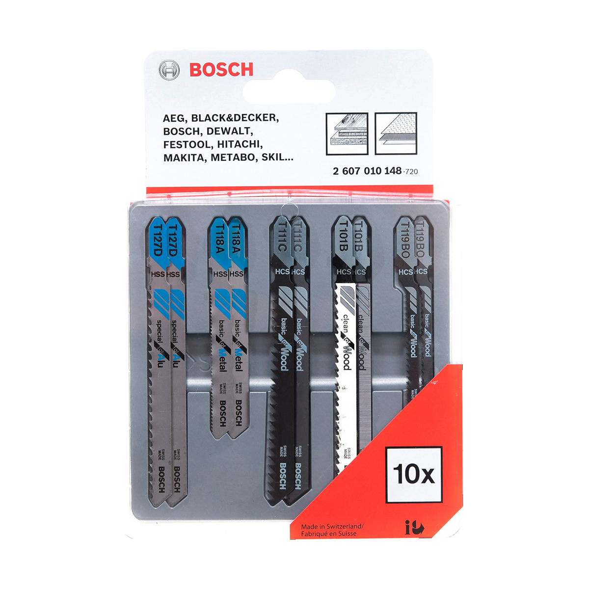 Полотна д/ эл. лобзика универс. 10 шт. (1) "bosch" 2607010148