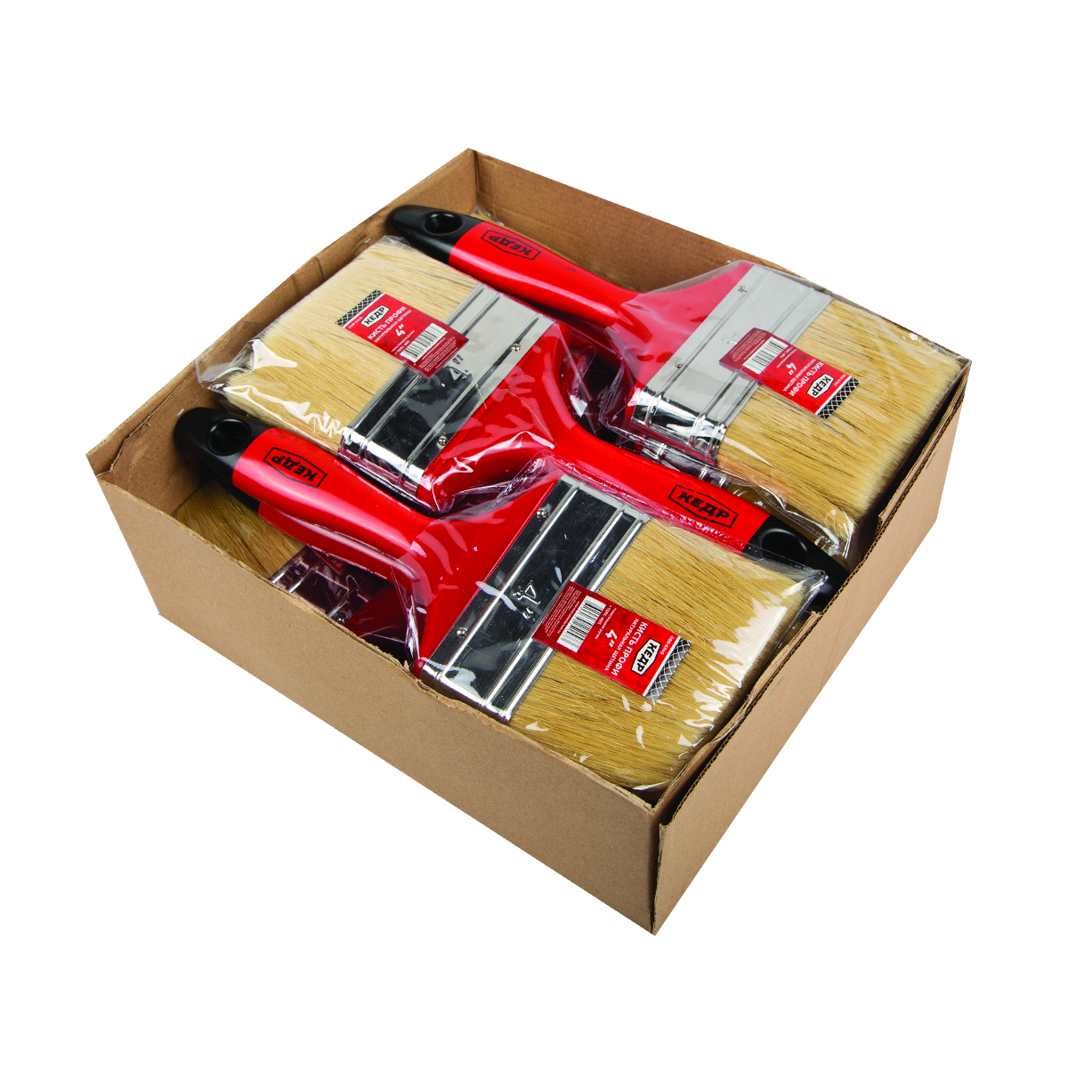 Кисть плоская "профи" №4 /100 мм  (12/120) натур.щетина, пласт.ручка "кедр"  008-6340