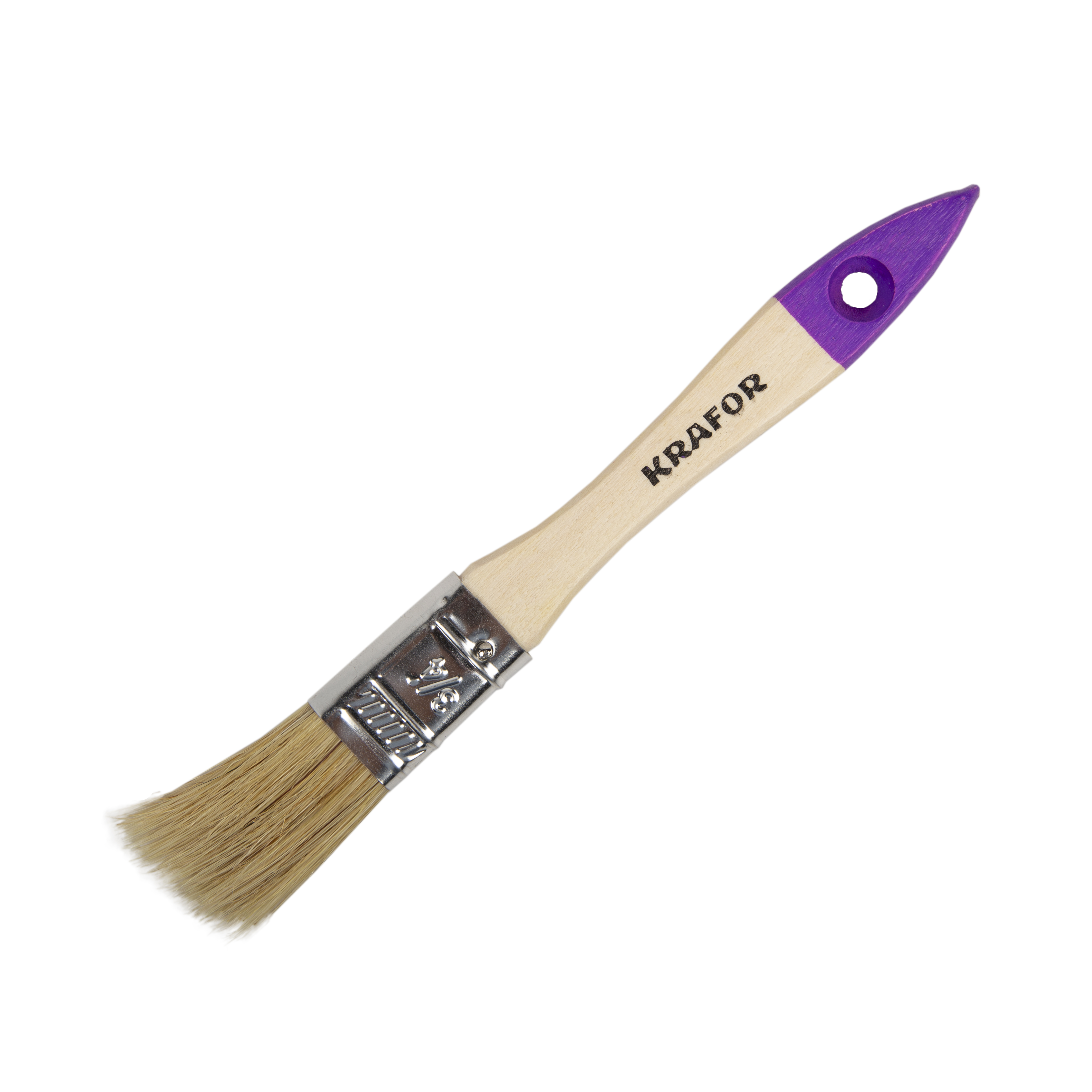 Кисть плоская  №0,75/20 мм  (12/1200) натур.щетина, дерев.ручка "krafor" 002-0075