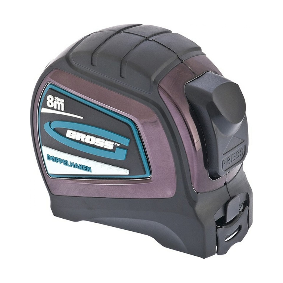 Рулетка "doppelhaken" одностор. зацеп, нейлон, двустор. шкала 8 м/25 мм (1/6/48) "gross"