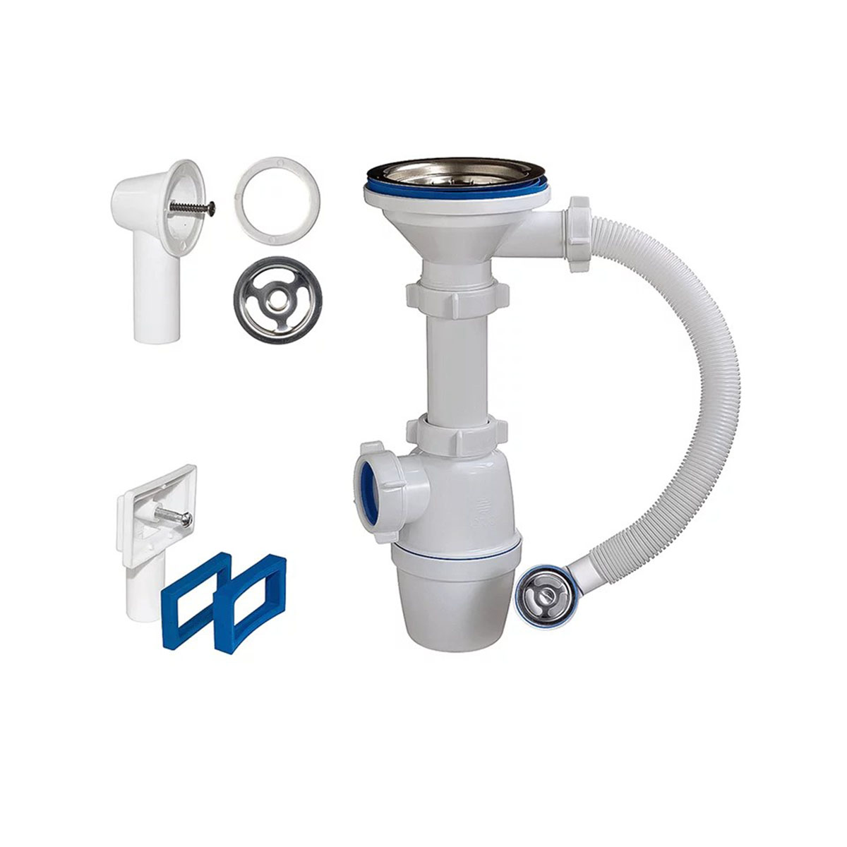 Сифон 3 1/2" х 40 мм с круглым и прямоуг. переливами (1/30) "orio" б-4507