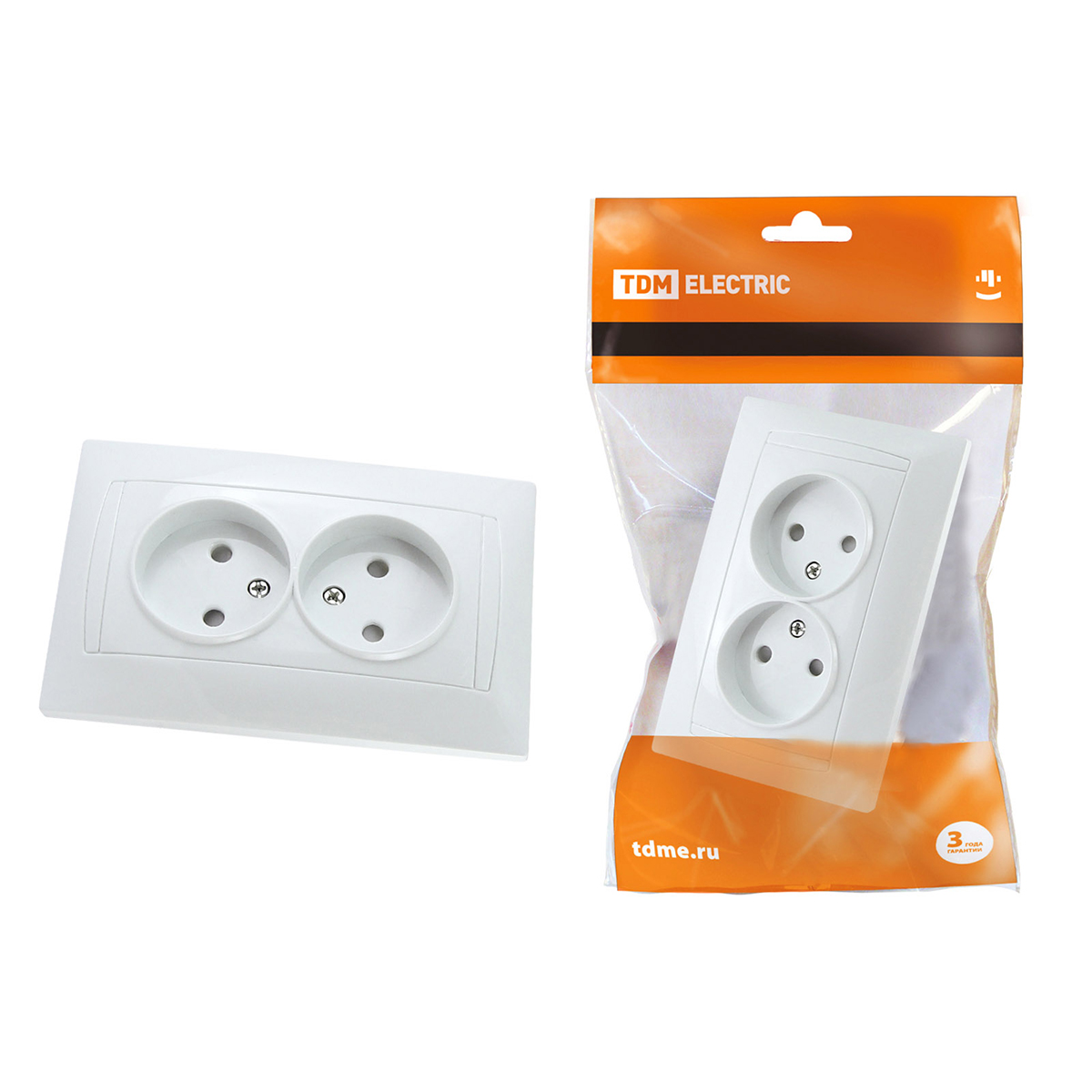 Розетка двойная 10а 250в ip20 с защитн. шторками "лама" белая (1/7/84) tdm sq1815-0012