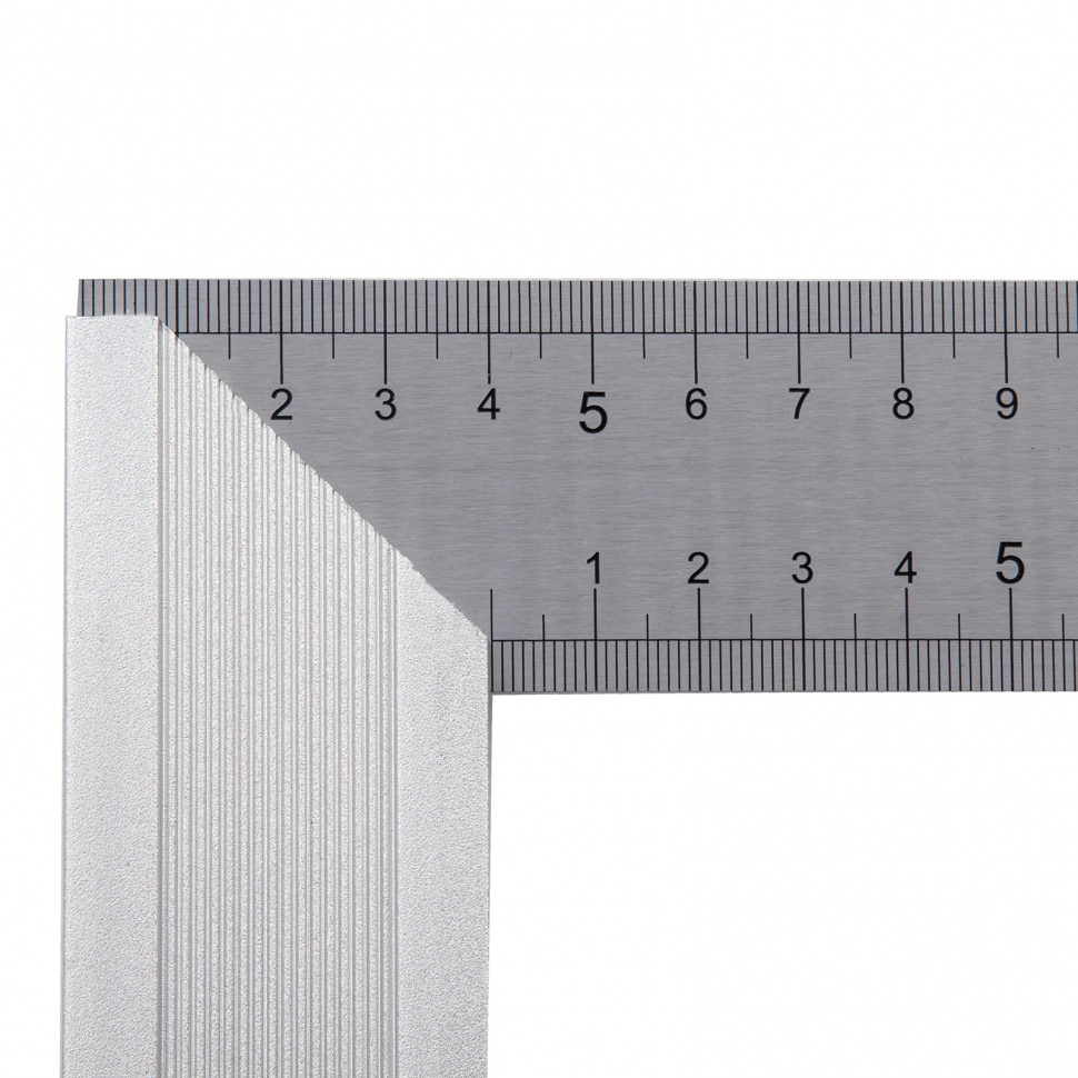 Угольник стальной 400 мм, нержавеющая сталь, градуировка, алюминиевое основание Denzel (32398)