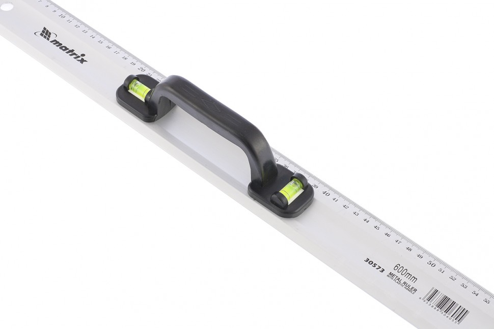 Линейка-уровень, 600 мм, металлическая, пластмассовая ручка 2 глазка Matrix (30573)