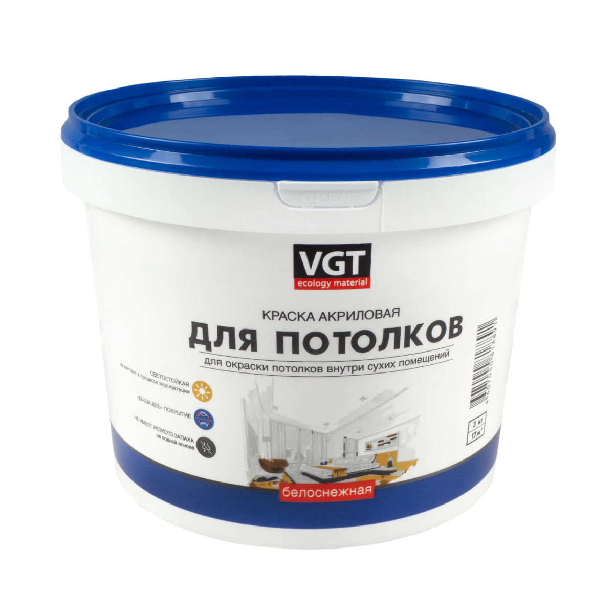 Краска вд-ак-2180 для потолков  белоснежная  3 кг (4) "вгт"