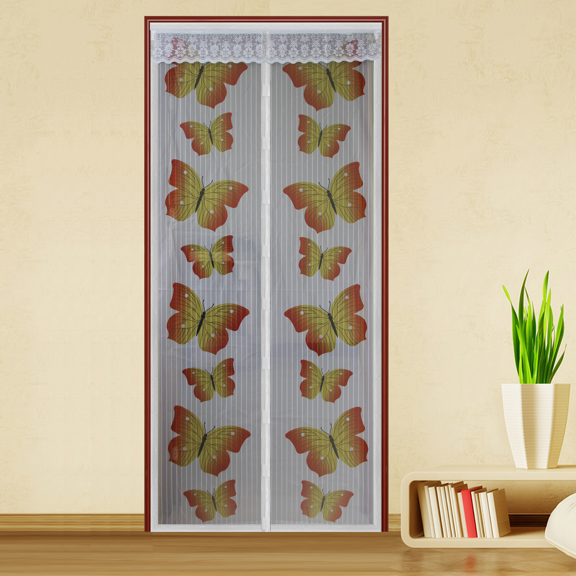 Сетка москитная 1*2,1 м (белая, дизайн бабочки, на магнитах) (1/20) "feona" 034-4048