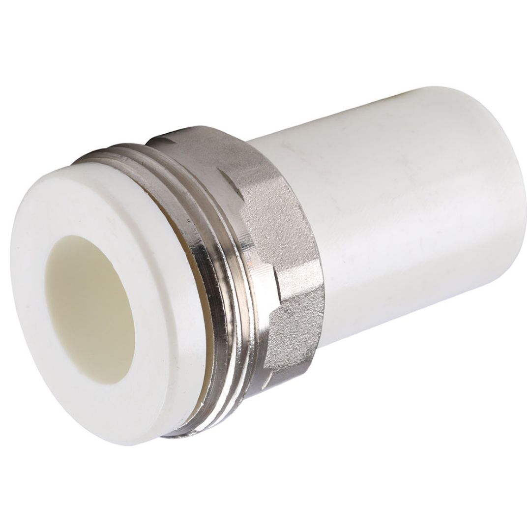 Штуцер с гайкой KALDE 20 х 3/4" НР полипропиленовый белый