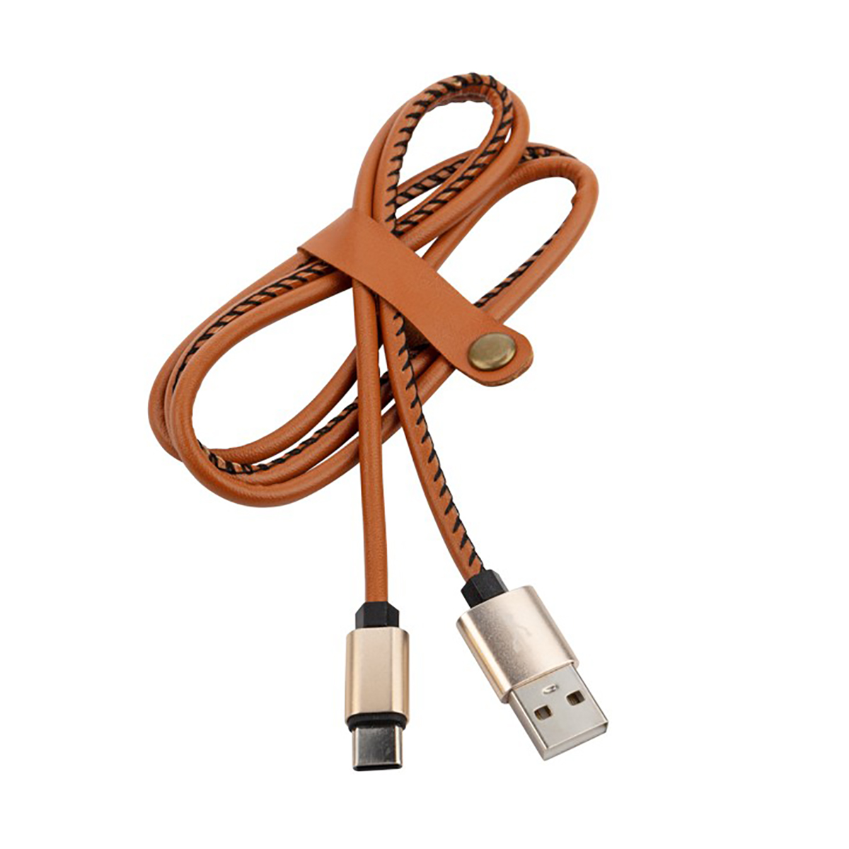 Кабель usb type-c 1 м в оплетке из экокожи (коричневый) (1/10/100) "rexant" 18-1897