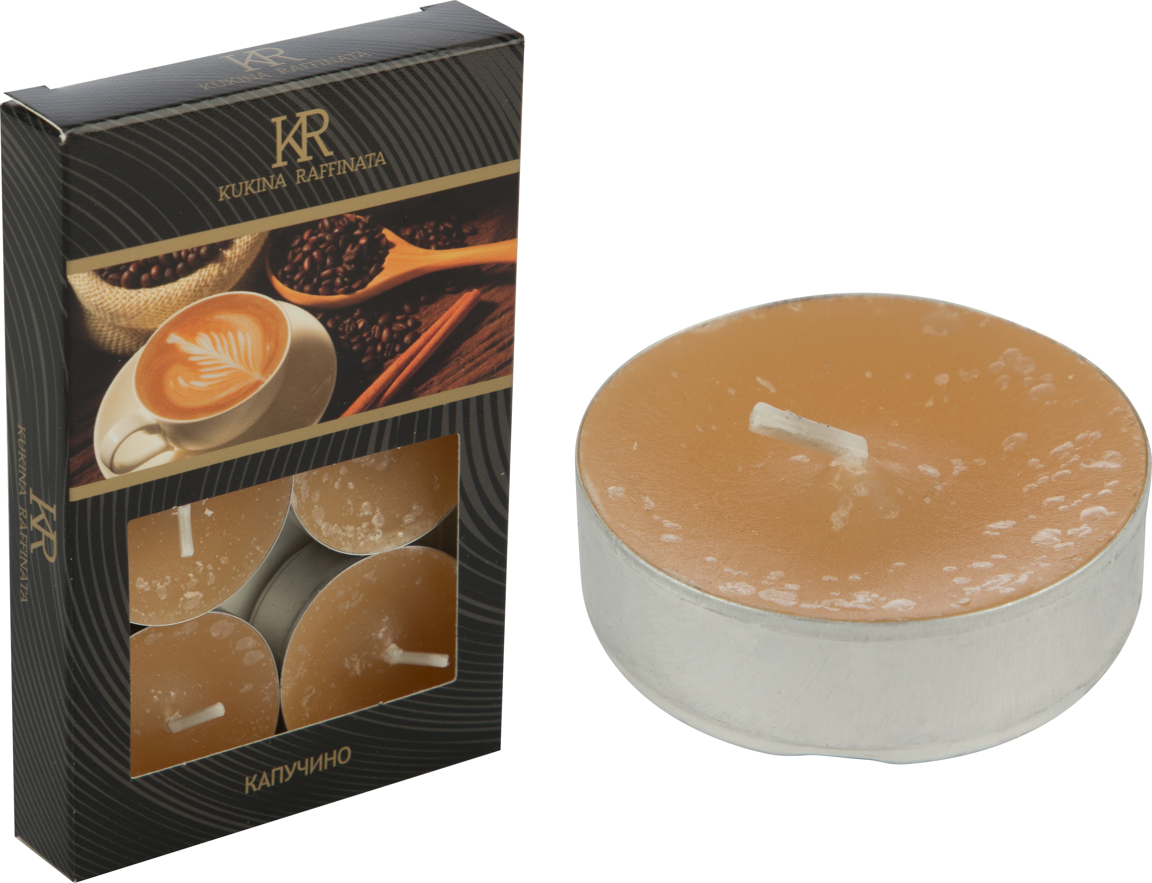 Свечи чайные ароматич. капучино (упак. 6 шт.) бежевые (1/18) "kukina raffinata"