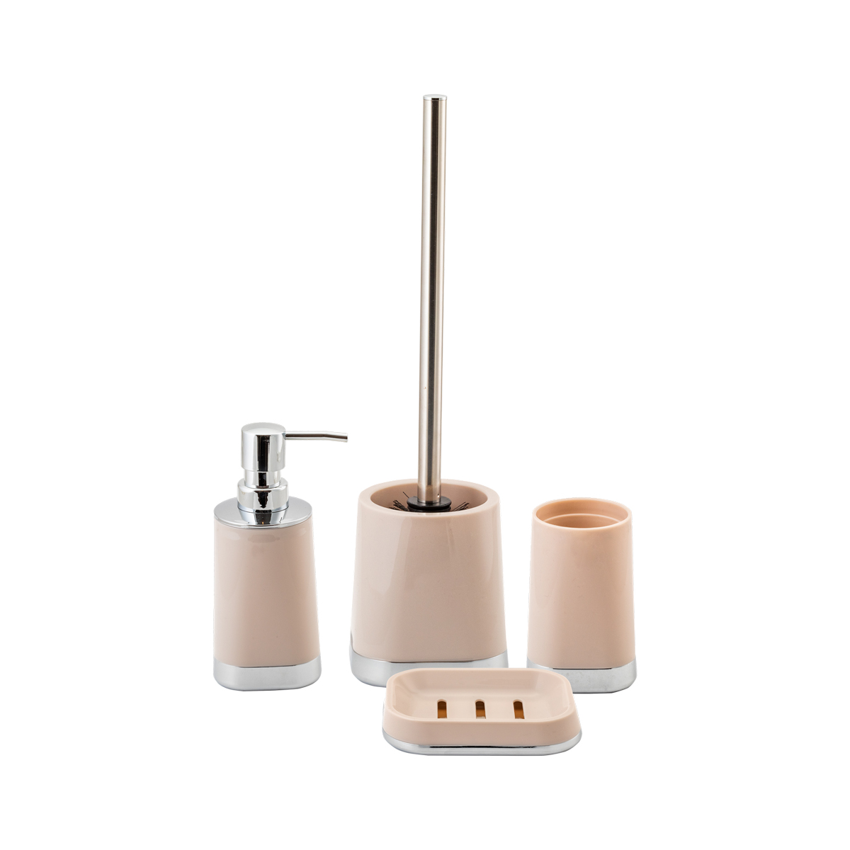 Туалетный набор "gloss" ерш с подставкой, пласт. (жемчужный) (1/6) "аквадекор" attp-1901prl-05