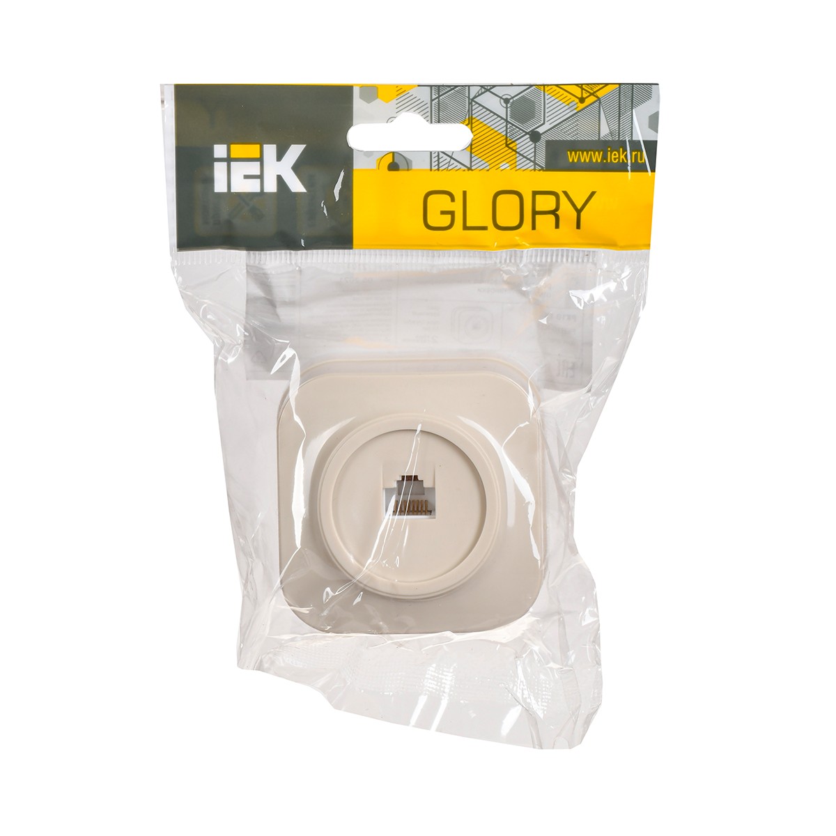 Розетка компьютерная открыт. уст. "glory" 1 местн. рк10-хк, rj45, кремовый (1/30/360) "iek"