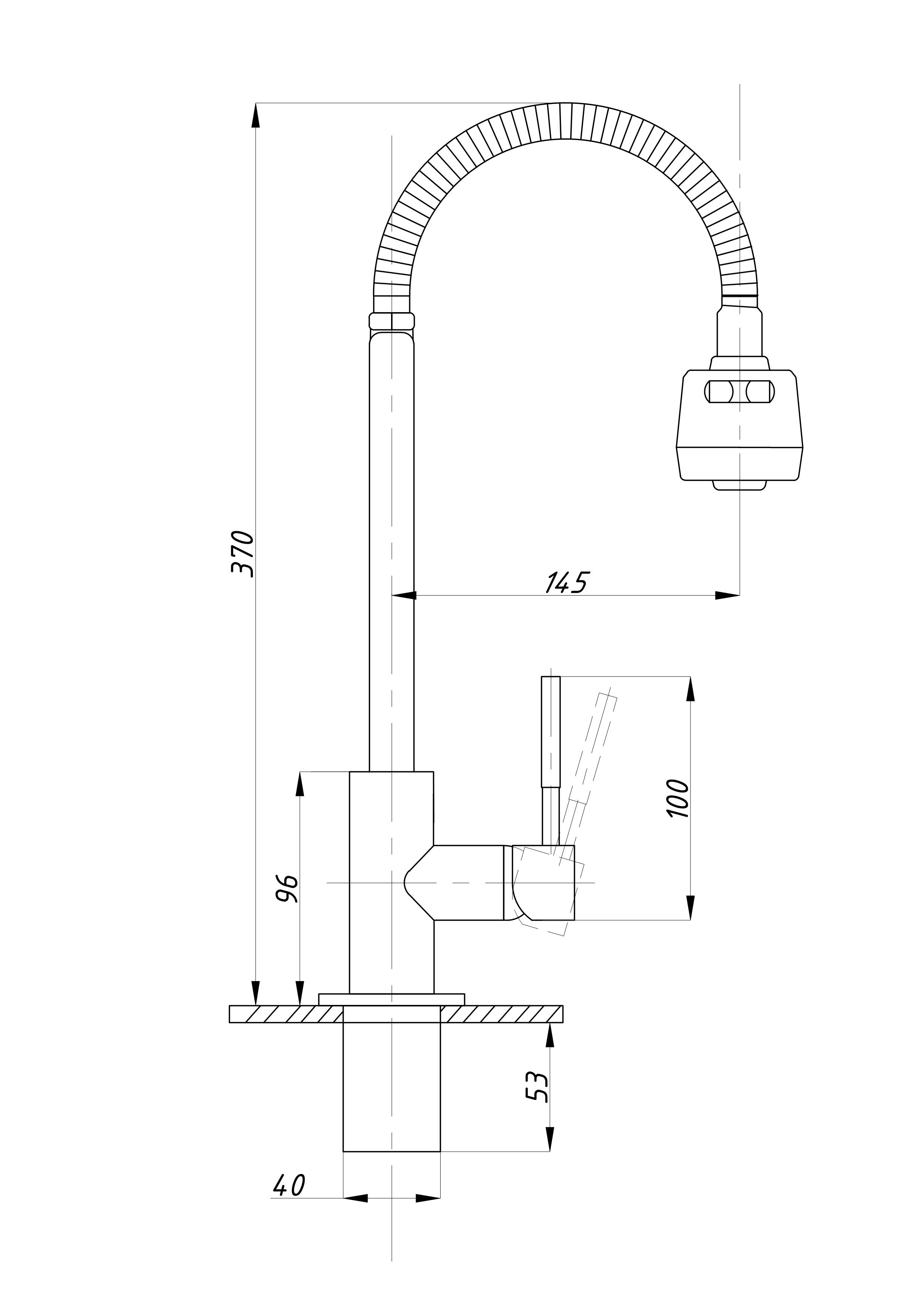 Смеситель для кухни "tsarsberg" tsb-119-001 гибкий излив (1/10) "профсан"
