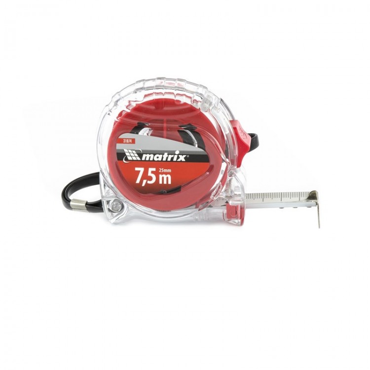 Рулетка Crystal, 7.5 м х 25 мм, корпус из поликарбоната Matrix (31074)