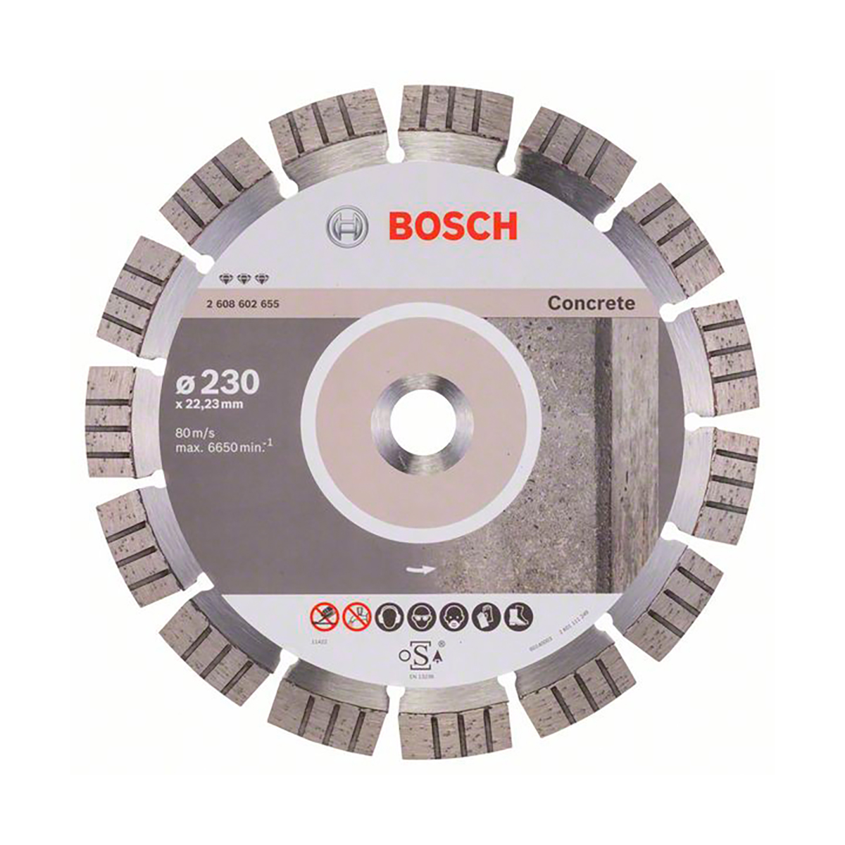 Круг отрезной алмазный по бетону 230 х 2,4 х 22,2 мм (1) "bosch" 2608602655