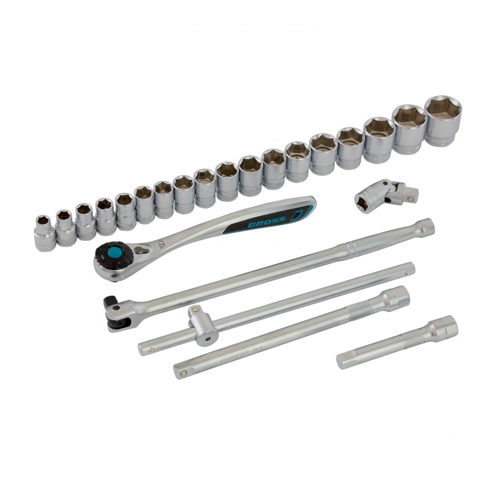 Набор инструментов 24 предмета, 120 зубьев, CrV, 1/2" Gross (14147)
