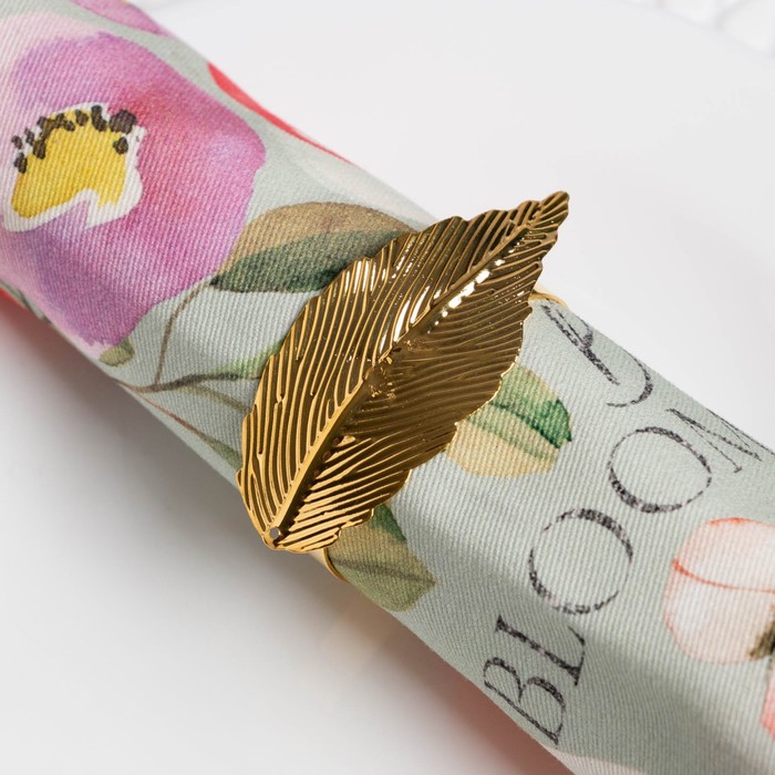 Салфетки столовые "этель" gold blooming 46*46 см набор 4 шт. с декорат. кольцами (1/20) 7581160