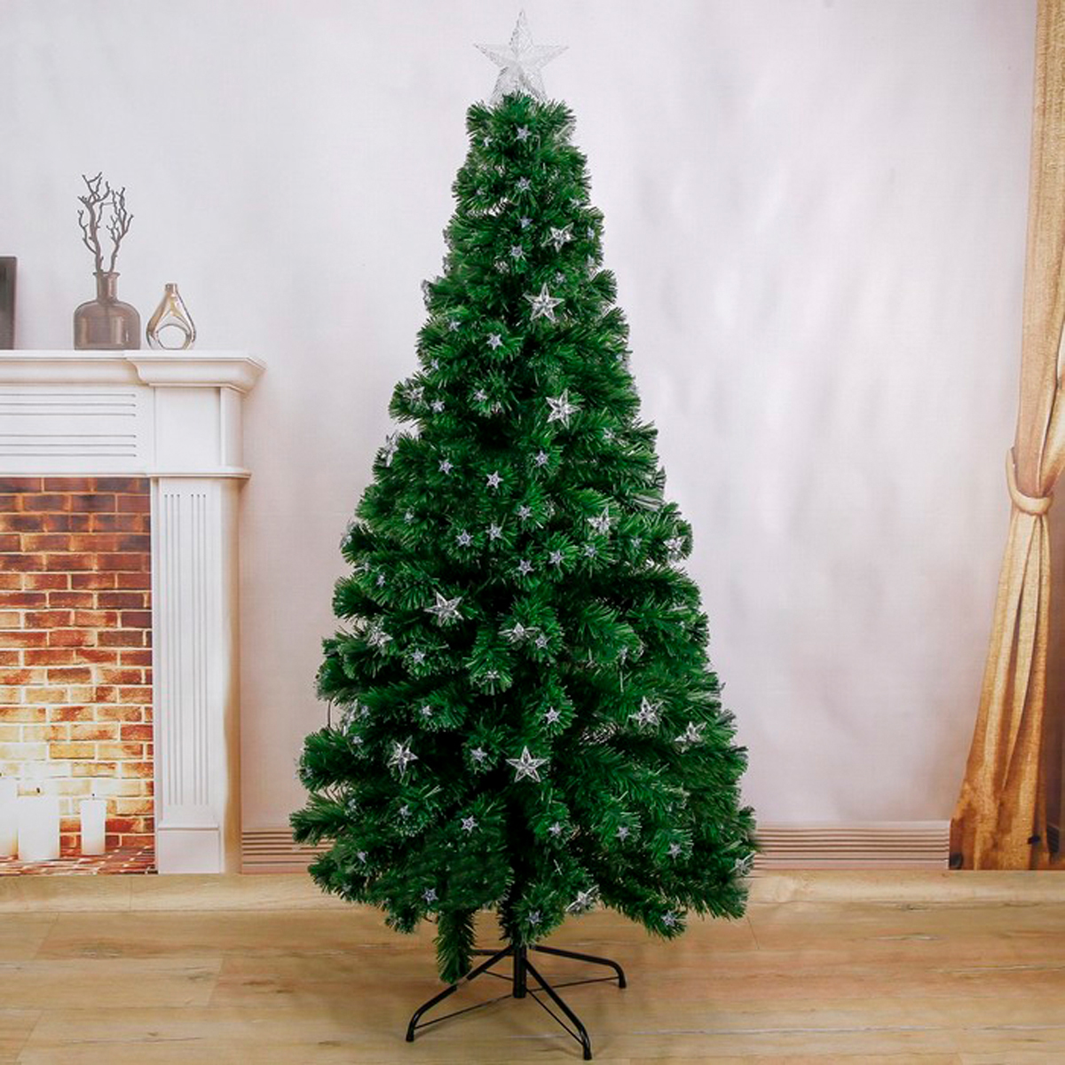 Ель декор. фиброоптич. t908v12-180  180 см, 220 веток (зеленая) "зимнее волшебство" 2338611