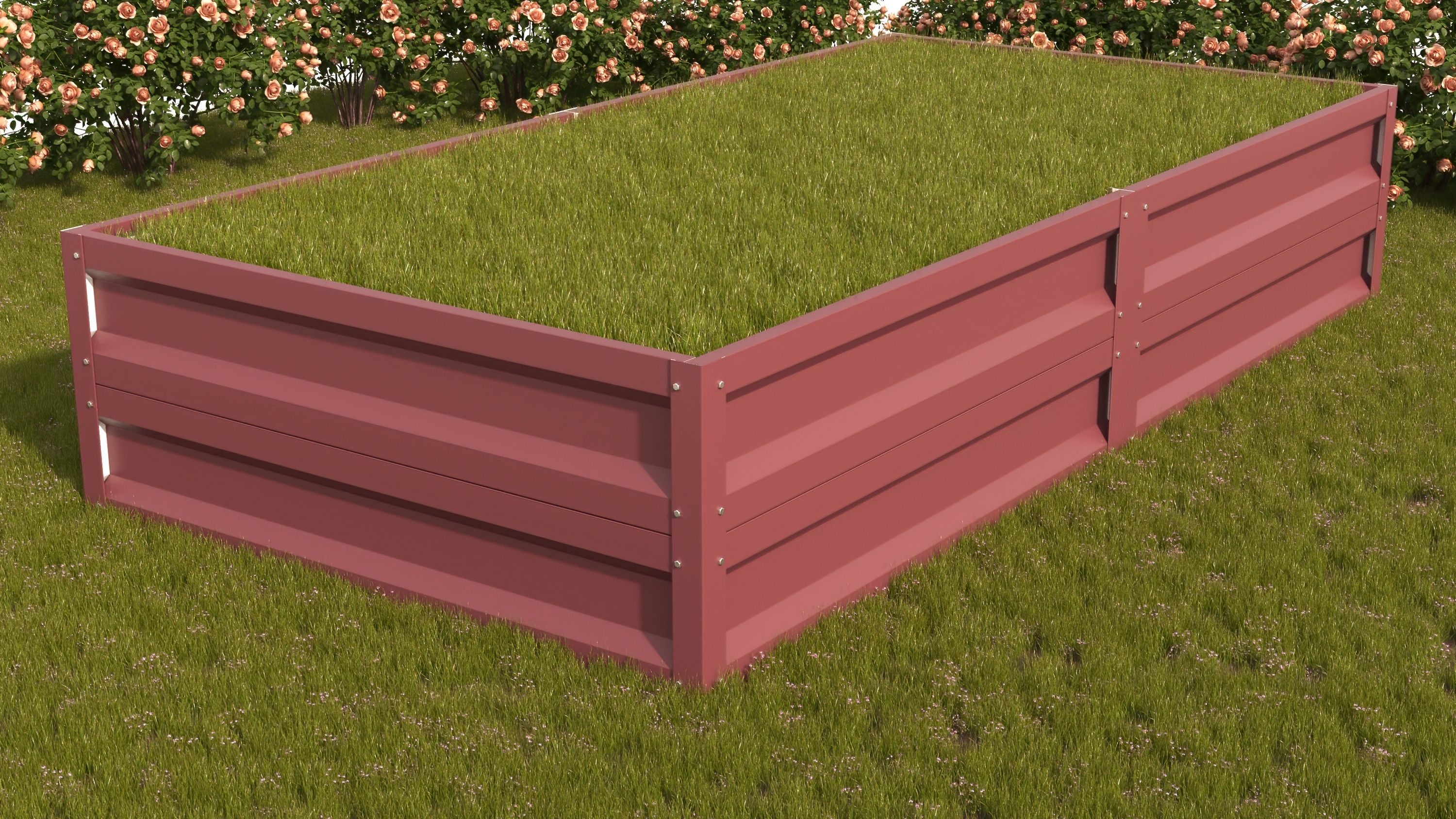 Грядка оцинкованная с полимерным покрытием Усиленная (с ребрами жесткости) , металл 0.6 мм, длина 10 м, ширина 0.5 м, высота 0.4 м, цвет Вишня