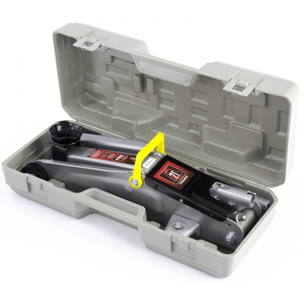 Домкрат гидравлический подкатный, 2 т, высота подъема 135-385 мм, в пластиковый кейсе Matrix (51028)