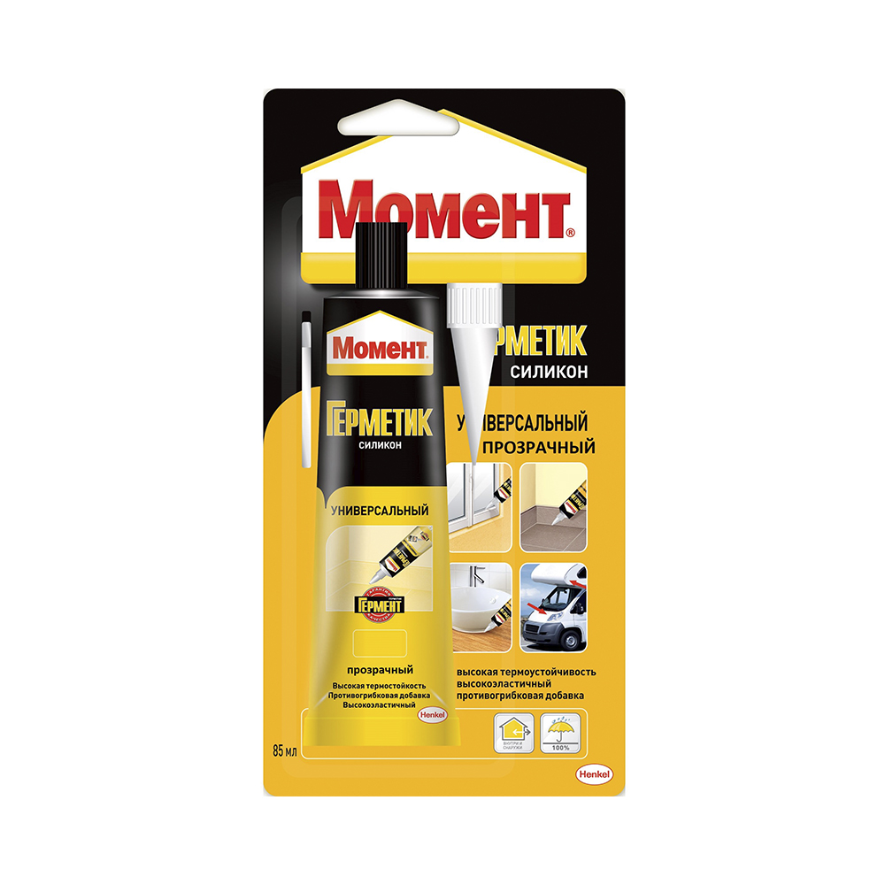 Герметик момент силикон. универсал. прозрачн.  85 мл (1/24) хенкель