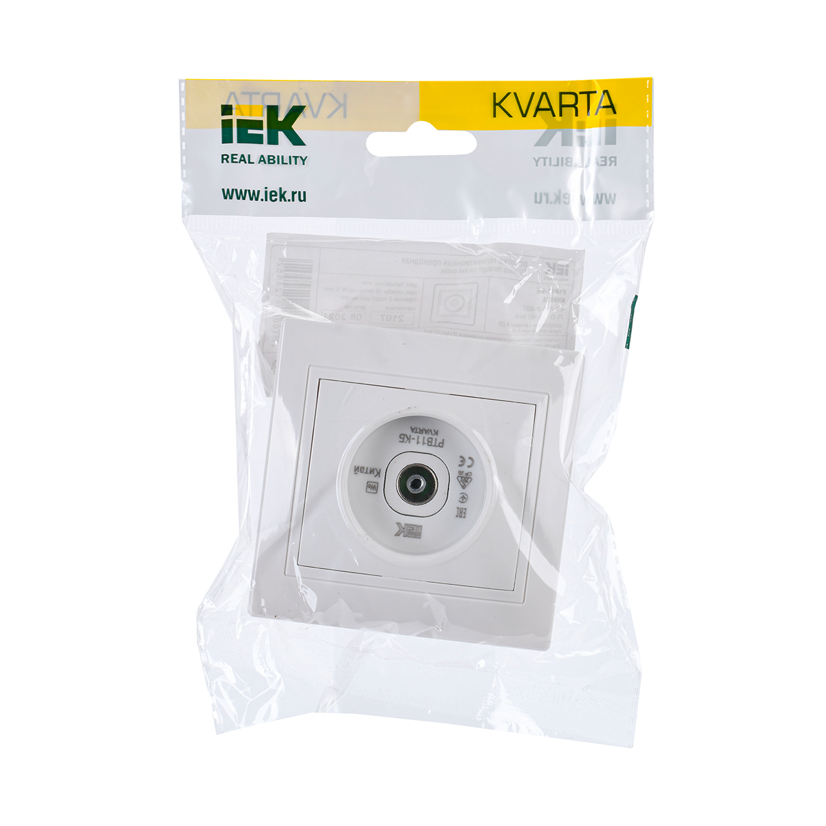 Розетка телевизионная "kvarta" проходная ртв11-кб, белый (1/10/200) "iek"