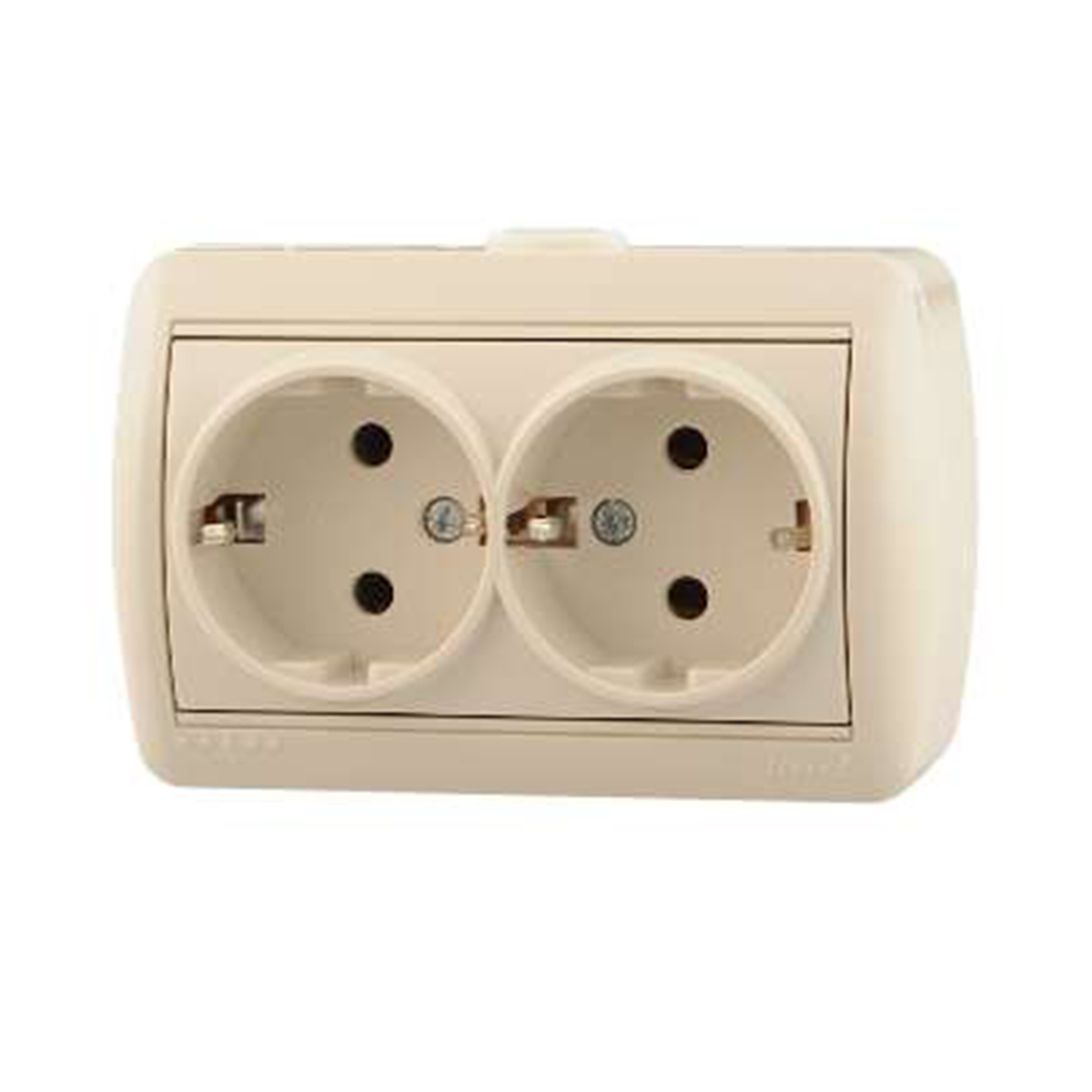 Розетка открыт. уст. "nata" 2-х местн. с заземл. (керамика) кремовый(1/10/120) "lezard" 710-0300-127