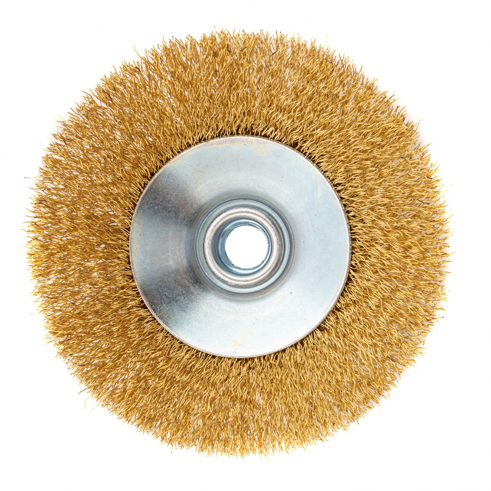 Щетка для УШМ, 125 мм, М14, "тарелка", латунированная витая проволока Matrix (74616)