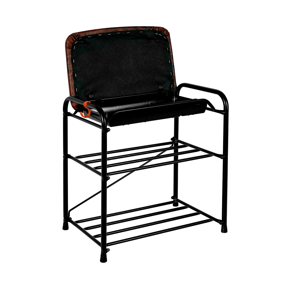 Подставка для обуви "альфа 13" 2 полки с сиденьем и ящиком (450*300*480 мм) черный (1) пдоа13ся ч