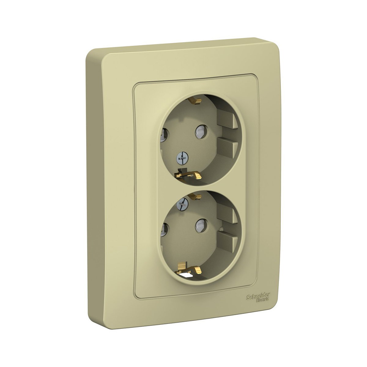 Розетка "blanca" 2-х местн. с заземл, с шторками 16а, бежевый (1/6/12) "schneider"