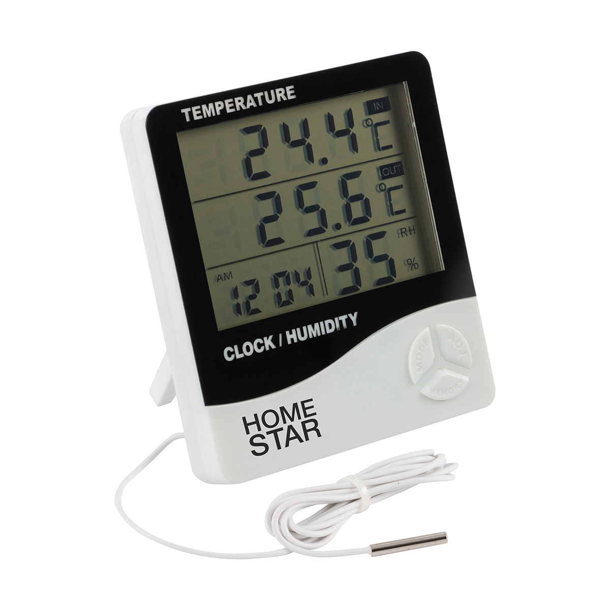 Термометр-гигрометр цифровой hs-0109 с выносным датчиком (1/30/120) "homestar"
