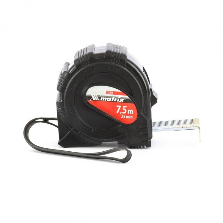 Рулетка Black, 7.5 м х 25 мм, обрезиненный корпус Matrix (31015)