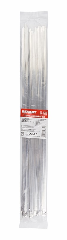 Хомуты сталь 4,6 х 520 мм (набор 50 шт.) (1/10/50) "rexant" 07-0528