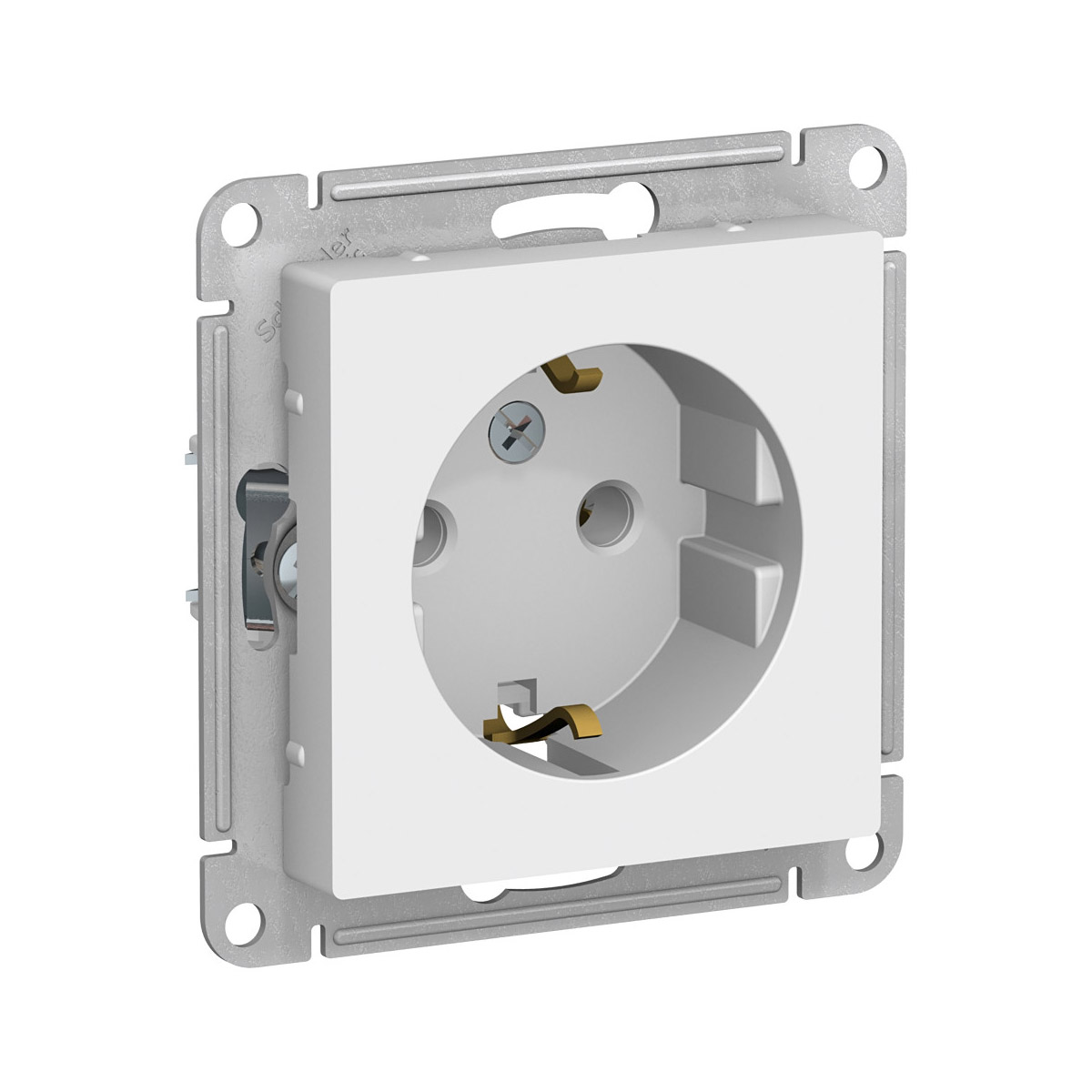 Розетка "atlasdesign" 1 местн. с заземл. (механизм) 16а, белый (1/20/160) "schneider"