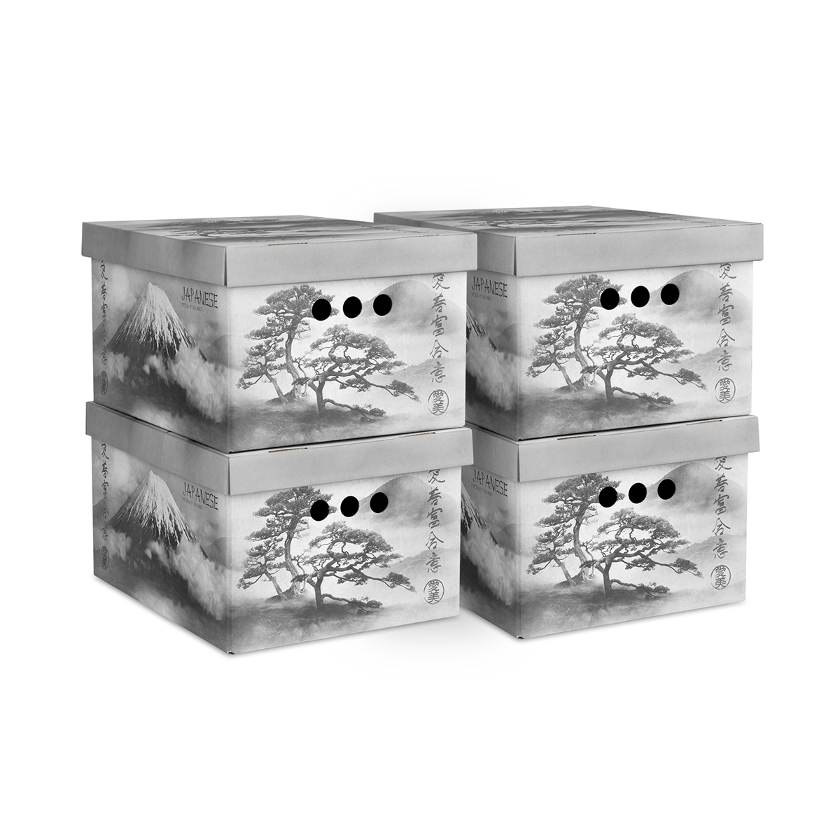 Короб для хранения "japanese black" 25*33*18,5 см (набор 4 шт.) (1/10) "valiant" jb-bctn-4s