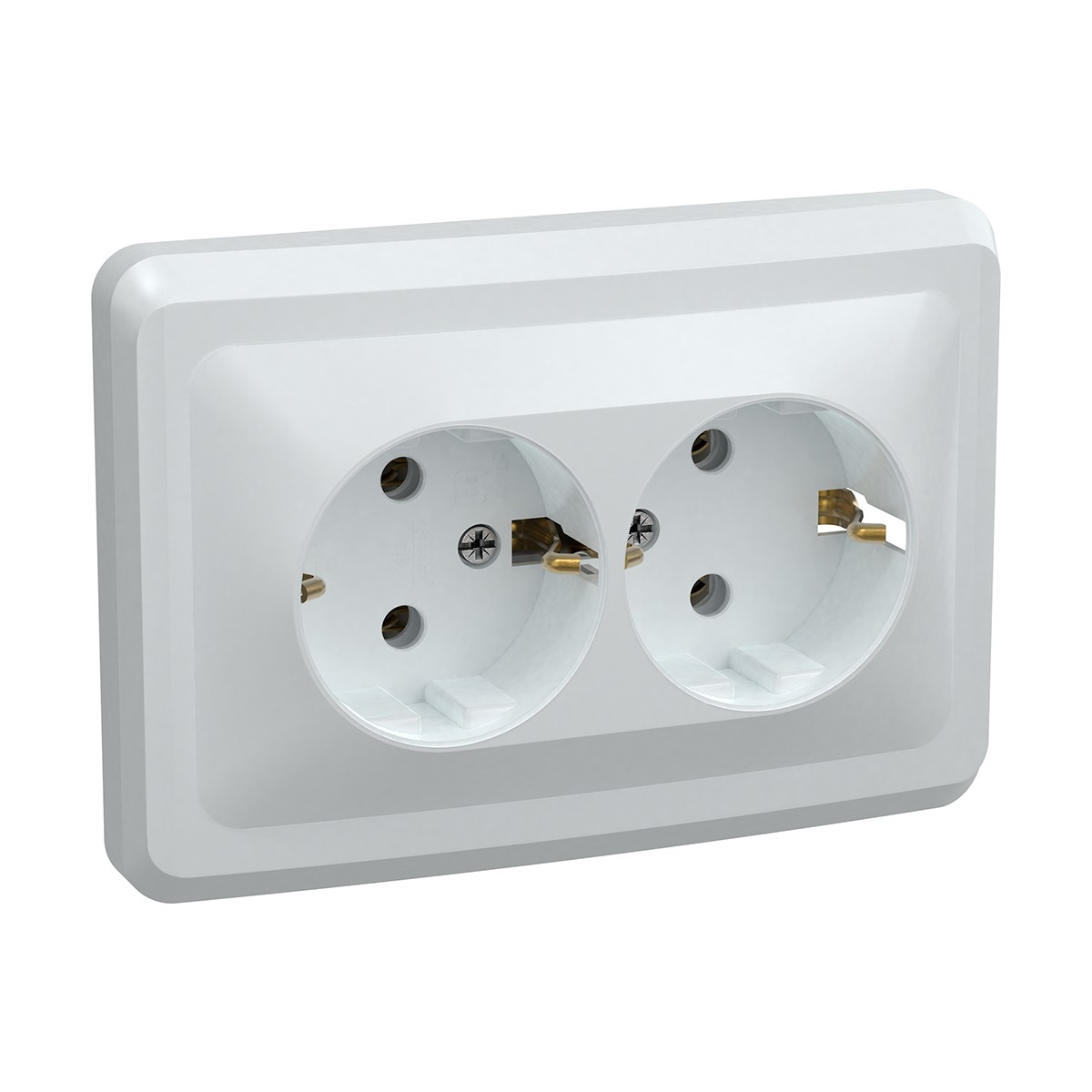 Розетка "вега" 2-х местн. с заземл. рс12-3-вб, 16а, белый (1/25/100) "iek"