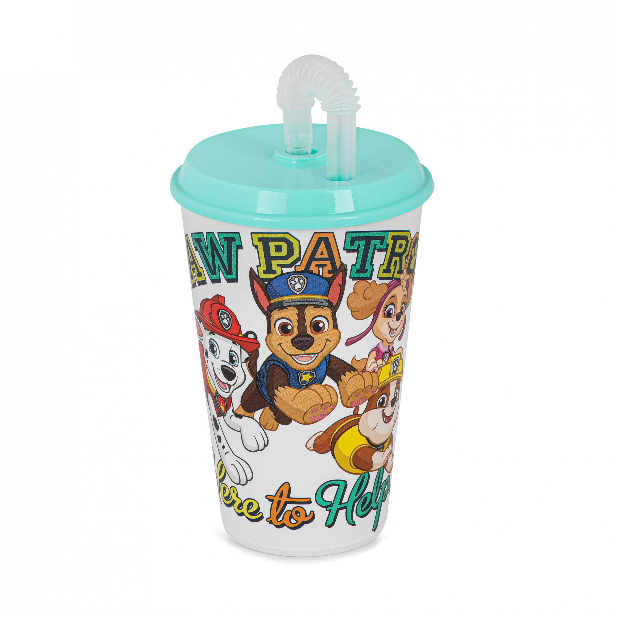 Стакан пласт. "щенячий патруль" 0,5 л с крышкой и трубочкой (1/30) "альтернатива"  м8130