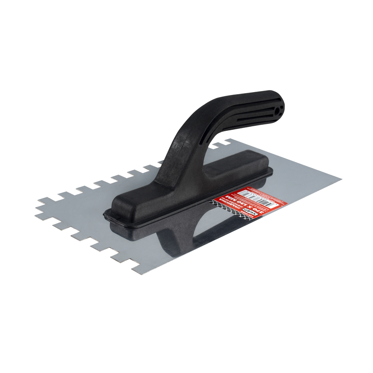 Гладилка зубчатая нержав. 270 х 130 мм пластм. ручка зуб 10 х 10 мм (1/24) "кедр" 145-0060