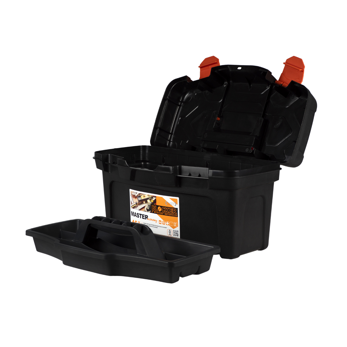 Ящик для инструмента "master economy" №16 черный/оранж. (1/12) "blocker" br6002чрор